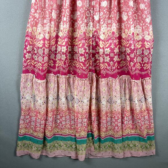 House of Harlow 1960 Floral Maxi Dress Womens Small Pink Metallic Colorful - Picture 3 of 16